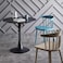 Jeffcoco Furniture Outdoor Table Round metal Patio Table,Garden Table,Black White Coffee Table Side Table Indoor Furniture Metal Frame home decor single table 1 piece (Black)