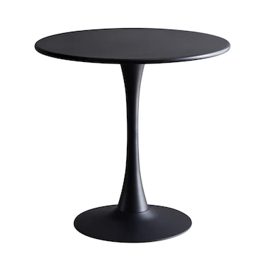Jeffcoco Furniture Outdoor Table Round metal Patio Table,Garden Table,Black White Coffee Table Side Table Indoor Furniture Metal Frame home decor single table 1 piece (Black)