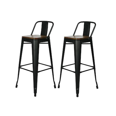 Jeffcoco Furniture Black Steel Bar Stool,Home Bar Chair,Bar Furniture For Kitchen Dining (Bar Chair 2)
