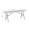 Jeffcoco Furniture Multi-Functional Adjustable Folding Table with Carrying Handle, Portable Plastic  Picnic   Party   BBQ   Catering Buffet   Camping Table Indoor Outdoor   180 * 75 * 74Cm   White