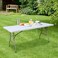 Jeffcoco Furniture Multi-Functional Adjustable Folding Table with Carrying Handle, Portable Plastic  Picnic   Party   BBQ   Catering Buffet   Camping Table Indoor Outdoor   180 * 75 * 74Cm   White