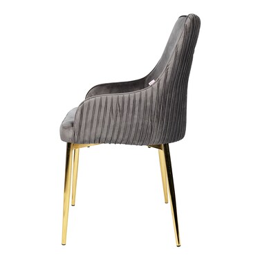 Jeffcoco Furniture Modern Minimalist Luxury Stainless Steel Dining Chair with Velvet Upholstery - Elegant and Comfortable(Grey Chair)