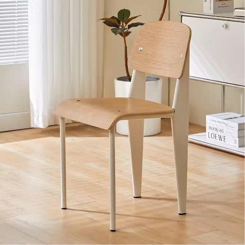 Jeffcoco Furniture,Wooden Chair,Dining Chair,Reading Chair,Desk Chair For Relax Indoor,Metal Frame Study Chair For Home Office Furniture, (White)