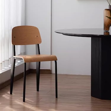 Jeffcoco Furniture,Wooden Chair,Dining Chair,Reading Chair,Desk Chair For Relax Indoor,Metal Frame Study Chair For Home Office Furniture, (Black)