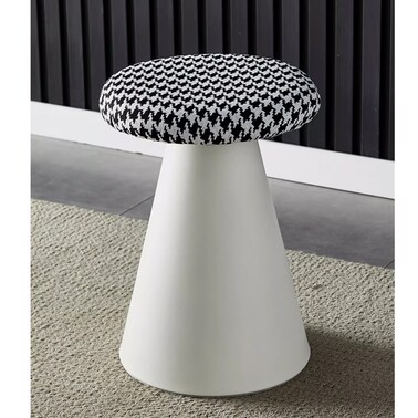 Jeffcoco Furniture Soft Round Fabric Stool, Mushroom shape Simple stool one piece for Living Room, Bedroom, Kids Room with Padded Seat(White)