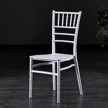 Jeffcoco Furniture Wedding Bamboo Plastic Chair For Party Dining Home Furniture Outdoor Balcony Chair (White Plastic)