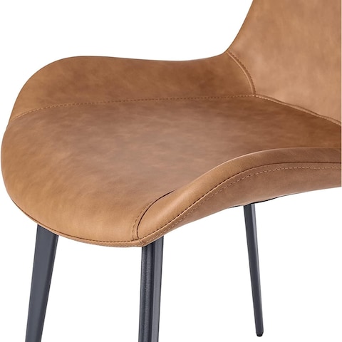 Jeffcoco Furniture Dining Chair Leather Seat,Desk Chair,Modern Design Dining Room Furniture, (Brown Chair One Piece)