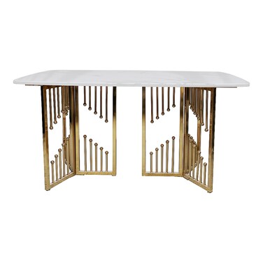 Jeffcoco Furniture 4 Seater Marble Dining Table Set,White Home Kitchen Table (150cm*90cm Table Only)