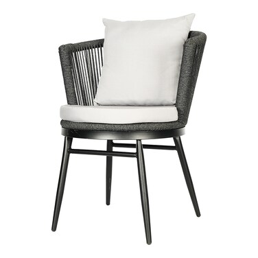 Jeffcoco Furniture Garden Lounge Seat Set,Outdoor Chair with Cushions,Patio Outdoor Balcony Seat,Grey Outdoor Sofa Furniture Handmade Rope (Chair)