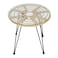 Jeffcoco Furniture Hand-made rattan glass tea table for bacony,coffee shop,Outdoor Glass Tea Table,Coffee Corner Table,(1 Piece Table)