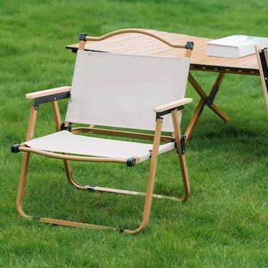 Jeffcoco Furniture Camping Folding Ultralight Chair for Outdoor Hiking,Backpacking Chair with Aluminum Bracket Stable Collapsible Camp with Wooden Handle ,Fishing,Picnic,Travel(Black)