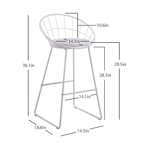 Jeffcoco Furniture Bar Stool, High Bar Chair White Steel Frame Leather Seat Chair For Kitchen Bar table Dining Chair (Two Piece)