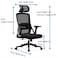 Jeffcoco Furniture Ergonomic Office Chair,High-Back With Wheels,Breathable Mesh, Comfortable Seat,Adjustable Back, Headrest, Soundproof wheel