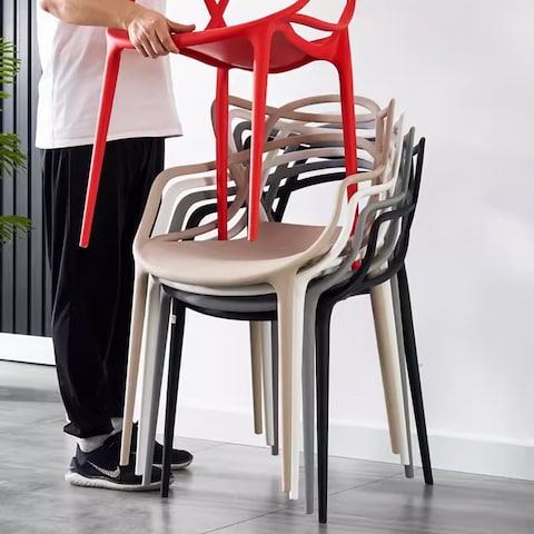 Jeffcoco Furniture Interior Design PP Chair Leisure Chair For Home Office Centre Place Dining Coffee Shop,Restaurant (White One Piece)
