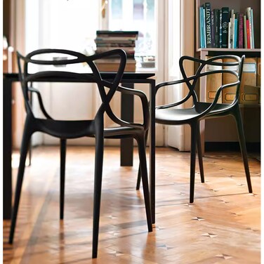 Jeffcoco Furniture Interior Design PP Chair Leisure Chair For Home Office Centre Place Dining Coffee Shop,Restaurant (White One Piece)