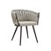 Jeffcoco Furniture Outdoor garden Bistro sofa chair, patio furniture, woven metal frame, sponge seat, Outdoor balcony single Seat chair, Waterproof Brown Beige Chair