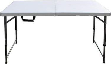 Jeffcoco Furniture Outdoor Camping Table,Heavy Duty Plastic Outdoor Folding Picnic Table,Folding Trestle Table (1.2M White)