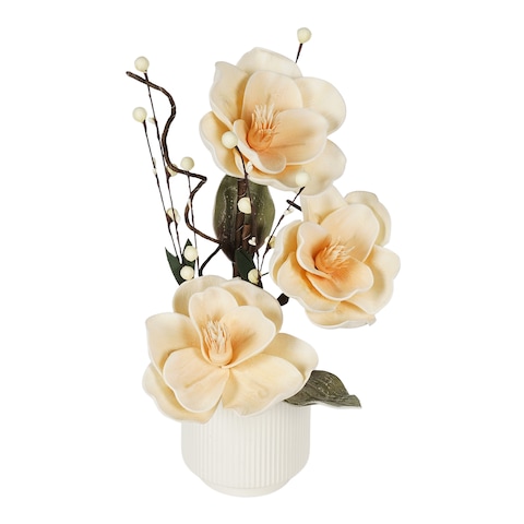 Jeffcoco Furniture Artificial flower,Artificial plants with Holder Plate Home Decor indoor, outdoor, Garden,Table Desk decoration For Housewarming Gift (Yellow)