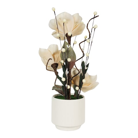 Jeffcoco Furniture Artificial flower,Artificial plants with Holder Plate Home Decor indoor, outdoor, Garden,Table Desk decoration For Housewarming Gift (Yellow)