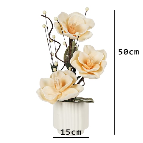 Jeffcoco Furniture Artificial flower,Artificial plants with Holder Plate Home Decor indoor, outdoor, Garden,Table Desk decoration For Housewarming Gift (Yellow)