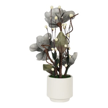 Jeffcoco Furniture Artificial flower,Artificial plants with Holder Plate Home Decor indoor, outdoor, Garden,Table Desk decoration For Housewarming Gift (Grey)