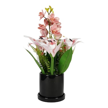 Jeffcoco Furniture Artificial flower,Artificial plants with Holder Plate Home Decor Corner,indoor, outdoor, Garden, decoration For House Decorative Art Display (Blue)