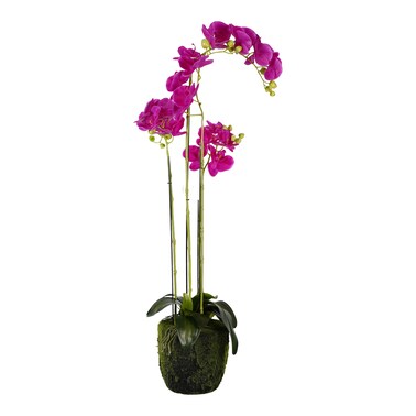 Jeffcoco Furniture Artificial flower,Artificial plants with Holder Plate Home Decor Corner,indoor, outdoor, Garden, decoration For House Decorative art (Dark Pink)