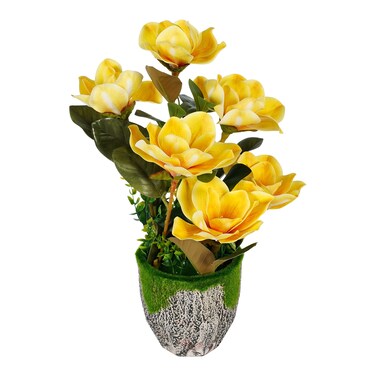 Jeffcoco Furniture Home Decor Artificial flower,Artificial plants indoor, outdoor Office Table Display, Garden decoration For Housewarming Gift potted (Yellow)