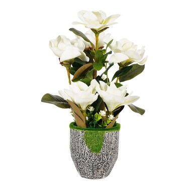 Jeffcoco Furniture Home Decor Artificial flower,Artificial plants indoor, outdoor Office Table Display, Garden decoration For Housewarming Gift potted (White)