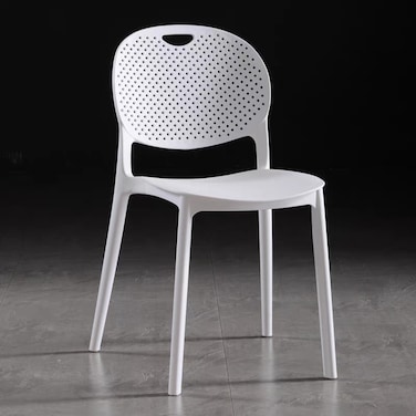 Jeffcoco Furniture Modern Mid Century Premium Plastic Chair,Curved Back Dining Chairs For Kitchen Garden Lounge Meeting Room,1PCS White