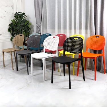 Jeffcoco Furniture Modern Mid Century Premium Plastic Chair,Curved Back Dining Chairs For Kitchen Garden Lounge Meeting Room,1PCS Grey