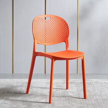 Jeffcoco Furniture Modern Mid Century Premium Plastic Chair,Curved Back Dining Chairs For Kitchen Garden Lounge Meeting Room,1PCS Orange