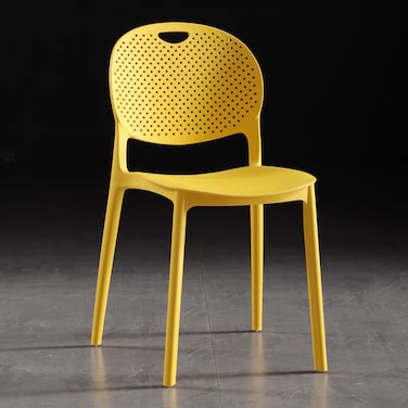 Jeffcoco Furniture Modern Mid Century Premium Plastic Chair,Curved Back Dining Chairs For Kitchen Garden Lounge Meeting Room,1PCS Yellow