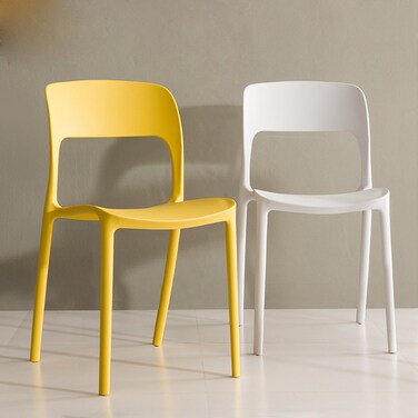 Jeffcoco Furniture Modern Mid Century Premium Plastic Chair,Curved Back Dining Chairs For Kitchen Garden Lounge Meeting Room,1PCS Yellow