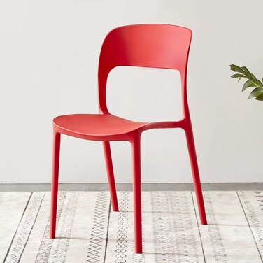 Jeffcoco Furniture Modern Mid Century Premium Plastic Chair,Curved Back Dining Chairs For Kitchen Garden Lounge Meeting Room,1PCS Red