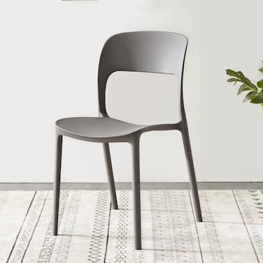 Jeffcoco Furniture Modern Mid Century Premium Plastic Chair,Curved Back Dining Chairs For Kitchen Garden Lounge Meeting Room,1PCS Grey