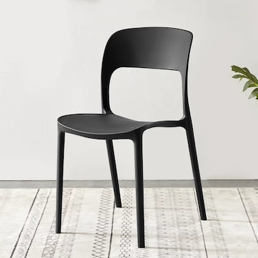 Jeffcoco Furniture Modern Mid Century Premium Plastic Chair,Curved Back Dining Chairs For Kitchen Garden Lounge Meeting Room,1PCS Black