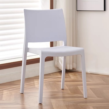 Jeffcoco Furniture Modern Mid Century Premium Plastic Chair,Curved Back Dining Chairs For Kitchen Garden Lounge Meeting Room,1PCS White