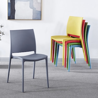 Jeffcoco Furniture Modern Mid Century Premium Plastic Chair,Curved Back Dining Chairs For Kitchen Garden Lounge Meeting Room,1PCS Grey