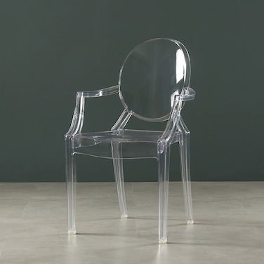 Jeffcoco Furniture Casper Modern Acrylic Stacking Kitchen and Dining Room Chair in Clear - Fully Assembled (Arm Chair)