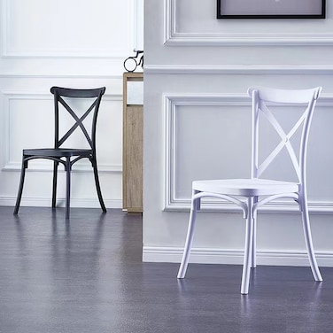 Jeffcoco Furniture stackable chair Injection processing Fixed leg plastic leisure chair outdoor/indoor outside/inside Patio/Garden chair Water/sun proof Dining chair (white 1pc)