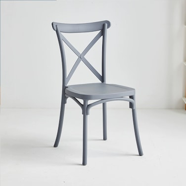 Jeffcoco Furniture stackable chair Injection processing Fixed leg plastic leisure chair outdoor/indoor outside/inside Patio/Garden chair Water/sun proof Dining chair (Grey 1pc)