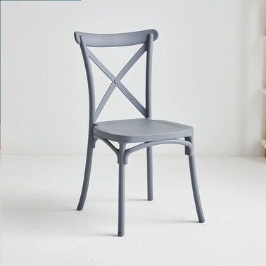 Jeffcoco Furniture stackable chair Injection processing Fixed leg plastic leisure chair outdoor/indoor outside/inside Patio/Garden chair Water/sun proof Dining chair (Grey 1pc)