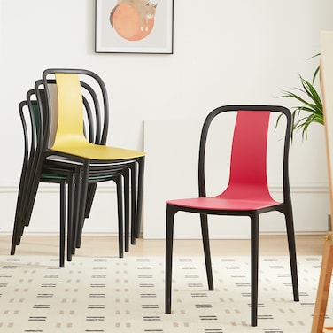 Jeffcoco Furniture Restaurant Dining Chair Outdoor Indoor Plastic Chair,Stackable Dining Chair,1pcs Red