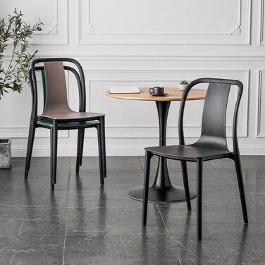 Jeffcoco Furniture Restaurant Dining Chair Outdoor Indoor Plastic Chair,Stackable Dining Chair,1pcs Black