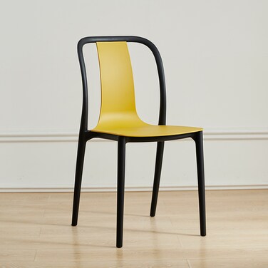 Jeffcoco Furniture Restaurant Dining Chair Outdoor Indoor Plastic Chair,Stackable Dining Chair,1pcs Yellow
