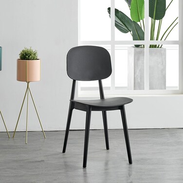 Jeffcoco Furniture Restaurant Dining Chair Outdoor Indoor Plastic Chair,Stackable Dining Chair,1pcs Black
