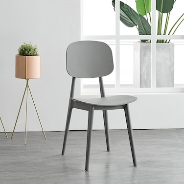 Jeffcoco Furniture Restaurant Dining Chair Outdoor Indoor Plastic Chair,Stackable Dining Chair,1pcs Grey