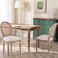 Jeffcoco Furniture Mordern Solid Wood Dining Chair for Kitchen,Bistro,Resteraunt in Beige Color Fabric Seat (1pcs Rattan Back)