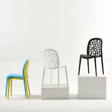 Jeffcoco Furniture back hole design stackable chair Injection processing Fixed leg plastic leisure chair outdoor/indoor outside/inside Patio/Garden chair Water/sun proof Dining chair (White 1pc)